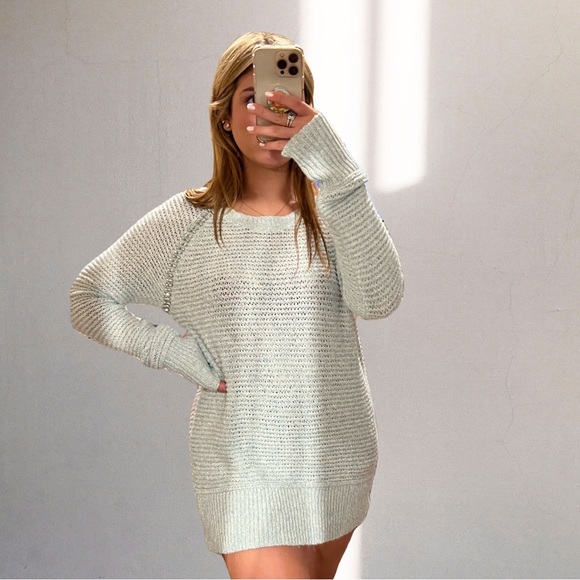 Anthropologie Sweaters - Anthropologie Sleeping on Snow Pastel Blue Knit Sweater with Crystals